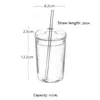 Wine Glasses 450Ml Clear Glass Cup With Lid And Straw Heat Resistant Tumbler For Coffee Milk Cold Drink Water Bottle Drinkware