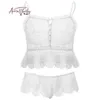 Pijamas sexy Conjunto de gaze transparente Lace Sleepwearwearwear Cami Top Sexy Lingerie Pijamas Mulheres VENDA DE APECIMENTO DE ROODOS DE CASA 211012