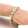 Charm Bracelets Fashion Jewelry Golden Leave Bracelet Rhinstone Leaf Chain Bracelets Drop Delivery Dhgf3