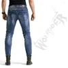 Moto Vêtements Corée Vente Slim Jeans Homme Équitation Pantalon Hors Route Femme Moto Trou Scratch Pantalon Avec Protection WF-25