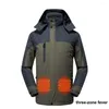 Vestes masculines chauffant USB 3 zones chauff￩es super douce ￩preuve ￠ froid ￠ la m￨che unisex