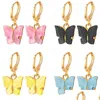 Dangle Chandelier Fashion Women Small Butterfly Dangle Earrings Animal Sweet Colorf Acrylic Earring Statement Girls Party Jewelry Dhue9