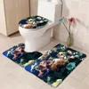 3pcs/set tuvalet kapağı mat zemin banyo paspaslar ayak paspas oturma odası banyo halı duş okyanusu sualtı dünya 3d baskı kaymaz halı