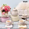 Dinnerware Sets Court Style Afternoon Tea Set Colorful Cup And Saucer Coffee Cups Pumpkin Grain Teapot Graceful Drinkware With Plate 1set