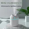 Mini umidificador de ar portátil 250 ML difusor de óleo essencial de aroma para casa, fabricante de névoa ultrassônica com difusor de lâmpada noturna LED