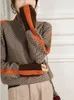 Frauenpullover Winter Rollkragenpullover warmer Pullover Elegant Lose Lose Retro Kontrast Farbe 221129