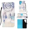 3D Flower Leather Wallet Falls för iPhone 15 14 Plus Pro 13 12 11 XS Max XR X Sea Skull Lace Butterfly Eiffel Tower Unicorn Flip Cover Book Credit ID Card Slot Pouch Strap