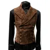 Men's Vests Mens Gothic Steampunk Velvet Vest Retro Medieval Victorian Waistcoat Men Stand Collar Double Breasted Stage Cosplay Prom Costume 221130