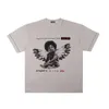 Men's T-Shirts Black Angel print wash worn T-shirt man T221130