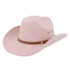 Western Cowboy Hat for Men Vintage Fascynator przyjęcie weselne krem ​​wełna szeroka grzbiet fedoras luksusowe eleganckie kapelusze damskie