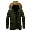 Mens Vests Men Parka Winter Thick Warm Fleece Coats Hooded Päls krage överrock mode casual parkas coat utomhus vindpoof kläder 221130