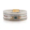 Bedelarmbanden Turkije kwade oog lederen armbanden strass blauwe ogen mti layer pu armband drop levering sieraden dht4g