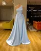 Bleu ciel clair robes de soirée élégantes arabe Aso Ebi Slim Fit ruché occasion formelle robes de bal balayage train femmes deuxième réception robe de soirée Robe de soirée CL1519