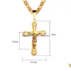 H￤nge halsband rostfritt st￥l m￤n kors halsband mtilayer kristen Jesus Crucifix Pendant Biker Chain for Male S Fashion Hip DHGSJ