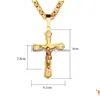 Collane a pendente in acciaio inossidabile MENS CROPLAne MTILAYER CHRISTIH GUESS CRUCIFIFICA CATENA DI BITORE PENDANTE PER IL MASCHI