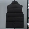 Mäns västar Män Autumn Winter Down Cotton Vest Framficka Waistcoat Varm ärmlös jacka Stand Collar Solid Color Zipper Coat 221130