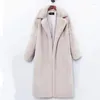 Women's Trench Coats 2022Winter Women High Quality Faux Fur Coat Luxury Long Loose Lapel Over Thick WarmFemale Plush S