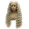 26" Extra Long Ash Blonde Wig Curly Heat Friendly Synthetic Hair Lace Front Wig