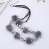 Ketten hochwertiger Nerzhaarkugel Halsketten Luxus kristall langes Aussage Halskette für Frauen Mode Schmuck 2 Farben