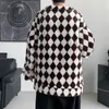 Herrtröjor tröjor män argyle kläddesigner crewneck mode lambool tonåringar alla matchar college unisex ulzzang vinter harajuku chic 221129