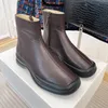 Winter New Chelsea Boots Square Zehen Frauen prägnante Knöchelstiefel für Frau Reißverschluss echtes Leder dicke Bodenschuhe