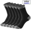 Men's Socks 6 Pair Winter Men Cotton Black Leisure Business Long Walking Running Hiking Thermal For Male Plus Size 38-48 221130