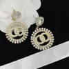 Dangle earrings designer women luxury earrings designers brand two letter crystal rhinestone pearl hoop geometric classic wedding party with box bridal
