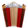 Schilderpennen 38 PCS Paintborstels ingesteld met canvas zakbehuizing Lange houten handgreep kunstbenodigdheden voor olie acryl aquarel 221130