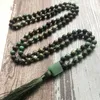 Correntes Rough aventurine guru colar de pedra de pedra 8 mm Afircan T-URQUO ISE MALA CONJUNTOS DE MALA MENS 108 MISTÓRIAS DE ORAÇÃO YOGA JOWLRY