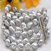 4 row 8-9mm gray baroque freshwater cultured pearl bracelet 7.5"