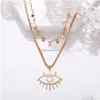 Pendant Necklaces Fashion Jewelry Eye Pendant Mtilayer Necklace Retro Stars Clavicle Chain Drop Delivery Necklaces Pendants Dh4D1