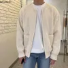 Mens Sweaters Sonbahar Kış Erkekleri Katlar Uzun Kollu Katı fermuar Kapatma Cepleri Kalın Sıcak hırka gevşek tutun Sweater erkek 221130