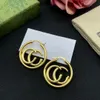 Beroemde 18k gouden hoepel earringslated luxe merk ontwerper dubbele letter stud hangende ring geometrie vrouwen lange kwast oorbellen bruiloft partij Jewerlry