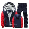 Hommes Vestes À Capuche D'hiver Épais Chaud Veste Hoodies Patchwork Sweat Pantalon Décontracté Camouflage Fermeture À Glissière À Manches Longues Streetwear Pour Hommes 221130