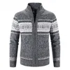 Mens Sweaters Sonbahar Kış Kılıçları Örme Ceket Moda Baskı Ayağa Kalk Yukarı Yakalama Daha Kalın Sıcak Out Giyim 221130