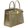 Birkinbag szyte torby Ręka duża 30 Nile krokodyl skóra nowa moda torebka luksusowa turtledove szara pojemność AYW