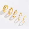 Ringas de banda Trendy CZ Zircon Gold Color Aberto para mulheres Luxury Crystal Stone noivado Ring Bandas