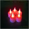 Luces nocturnas Led Tealight Velas de té Luz Colorf Parpadeo Parpadeo Sin llama Funciona con pilas para la boda Fiesta de cumpleaños Christma Dhxwj