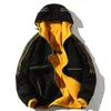 Męskie kurtki dwustronne kurtka z lambowola płaszcza zimowa litera swobodna ciepła gruba hip -hop parkas man z kapturem topy streetwear 221129