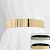 Bältesvarumärkesdesigner för Woman Golden Mirror Luxury Belt Classy Elastic Ceinture Femme Ladies Apparel Accessory