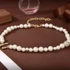 Pearl Necklace Luxury Designer Jewelry For Women Fashion Necklaces Womens Wedding Chains Pendants With Diamond C Accessories Gifts