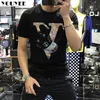 Erkekler T-Shirts T-Shirt Erkekler Rhinestone Kişilik Yaz Moda Markası Mercerize Pamuklu Yüksek Kalite Kısa Kollu Yuvarlak Boyun Tees Erkek Tip T221130