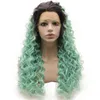 26 -дюймовый вьючный парик парик черный синий омбре для теплостойкого устойчивого волокна парик