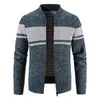 Mens Sweaters Autumn Cardigan Fashion Slim Knitted Sweatercoats Casual Patchwork Men Zipper Knitting Jacket Coat 221130