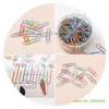 Advertising display equipment Colorful Paper Clips w Storage Box Zebrastriped Paperclips Office Binding Supplies for Files Papers MemoPadBookmark 221130