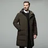 Gilet da uomo Piumino d'anatra bianco Uomo Inverno Spessore Caldo Cappotto lungo Parka con cappuccio Cappotto Cappotto Moda uomo Giacca a vento Solido 221130