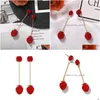 Dangle Lustre Mode Mignon Rouge Couleur Verre Stberry Boucle D'oreille Pour Femmes Filles Élégant Cristal Long Dangle Boucles D'oreilles Bijoux Drop De Dhgp8