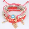 Autre événement Fourniture de fête Kabbaleh Fatima Hamsa Hand Evil Eye Charms Bracelets Bangles Multicouches tressées Perles faites à la main Pulseras pour femmes hommes P1130