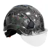 DARLINGWELL CR08X Capacete de Segurança com Design de Fibra de Carbono com Óculos de Viseira Capacete de Segurança para Trabalho Industrial de Moda Ansi z89.1