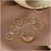 Bandringen 7 stks mode sieraden ring set metal holle ronde opening dames vinger voor meisje dame feest bruiloft geschenken drop levering dheh4